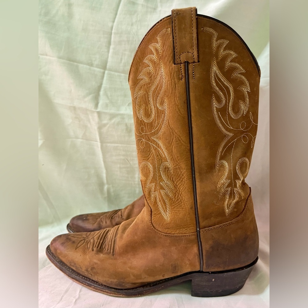 Justin Brown Western Cowboy Boots Womens Sz 10B L4932 Embroidered Leather